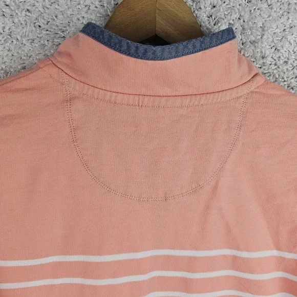 LL Bean Rugby Henley Coral Pink Long Sleeve Shirt Womens Medium Preppy Retro - Picture 14 of 16